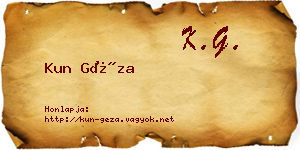 Kun Géza névjegykártya